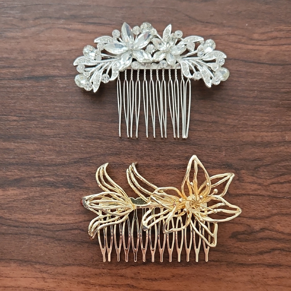 Elegant Gold and Silver Hair Combs